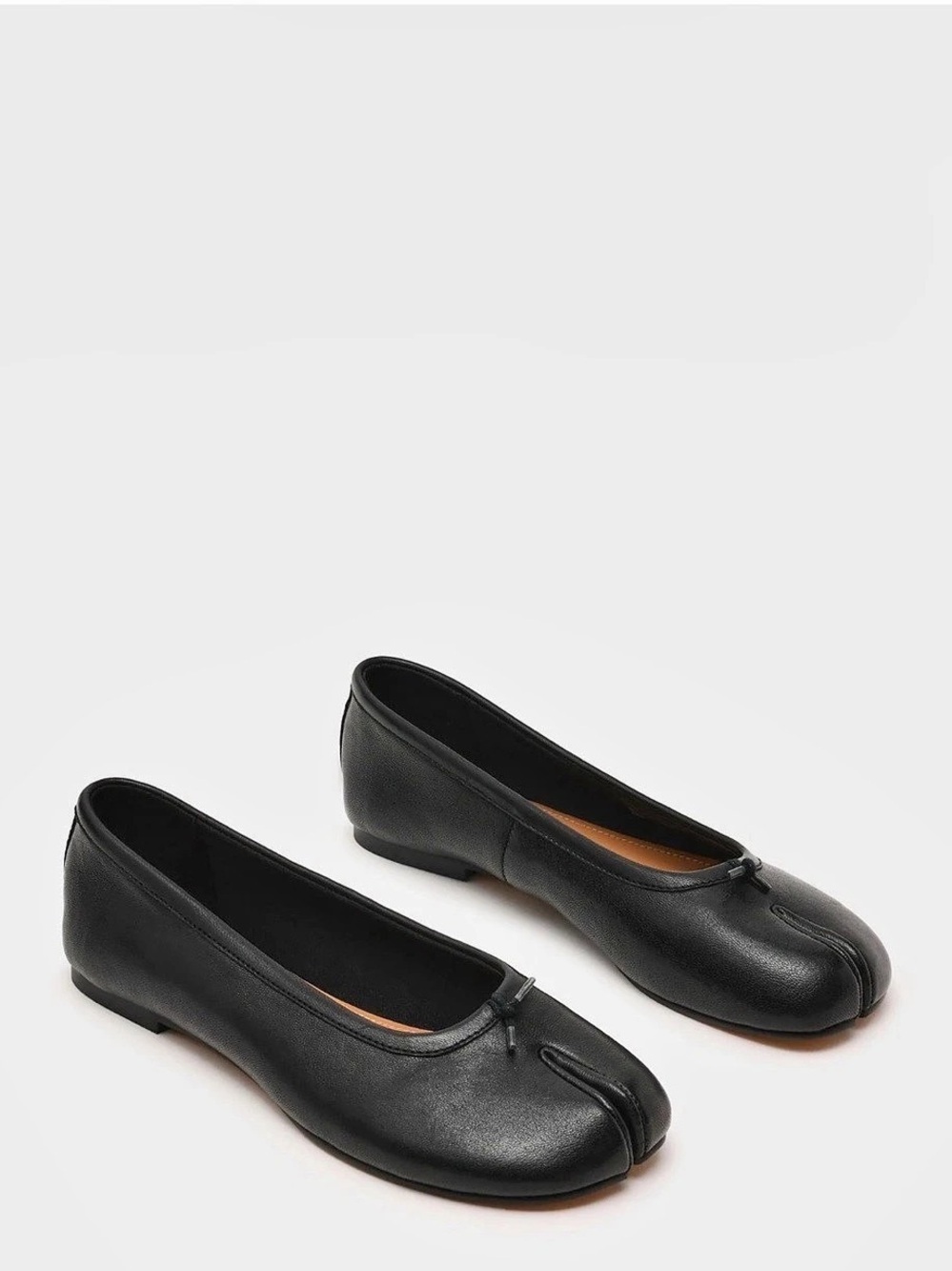 Steve Madden Calico Black Leather Tabi Split Toe Ballet Flat